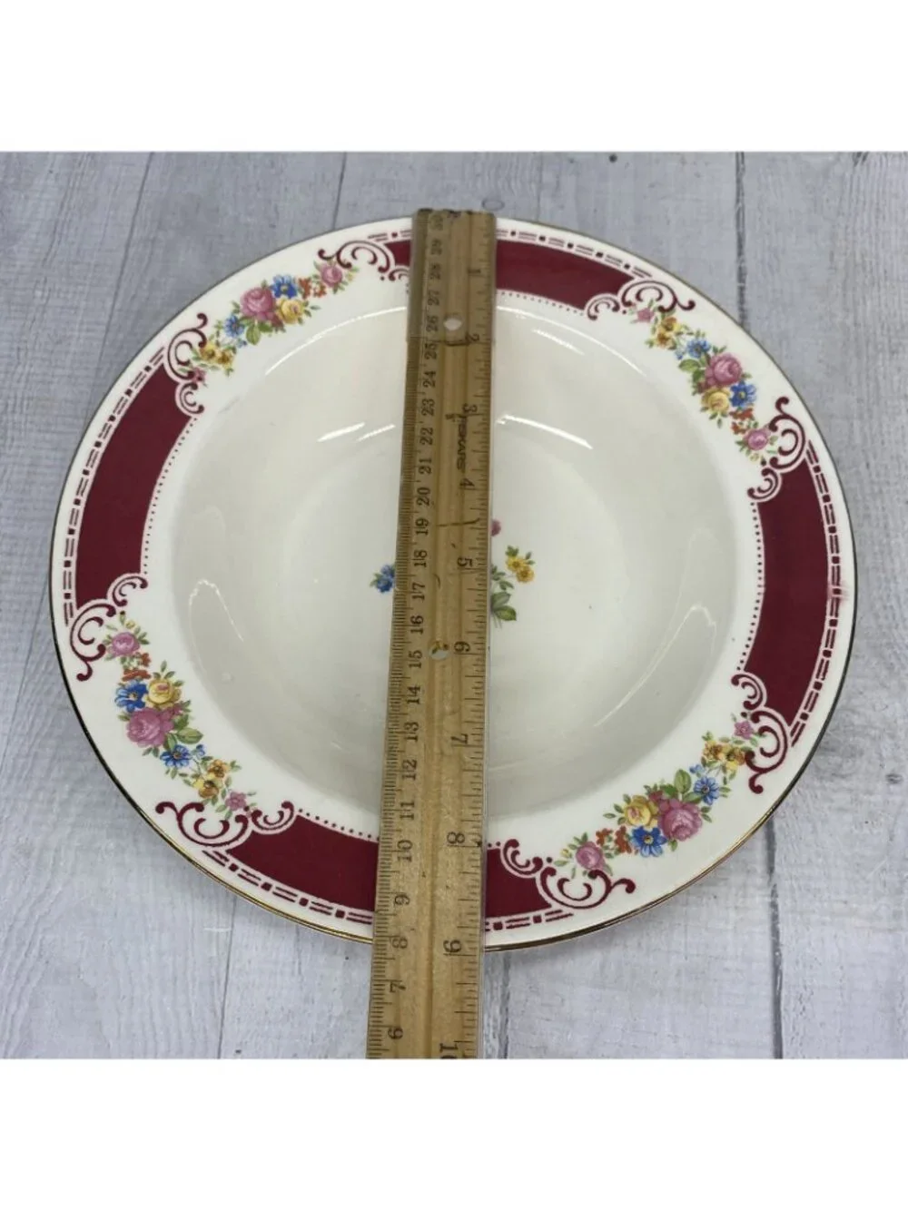 MCM Homer  Laughlin HL1060 Red Insets Pink Blue Yellow Flowers Soup Bowls Set 4